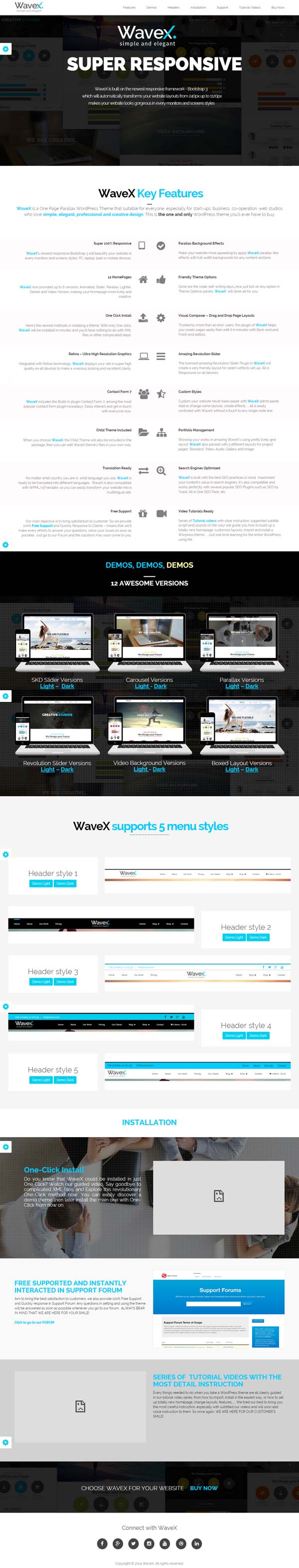 WaveX – One Page Parallax WordPress Theme