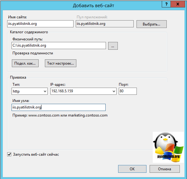 создание сайта iis