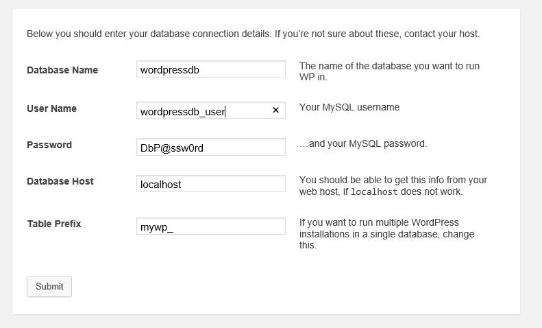 Wordpress параметры подключения к БД MySQL