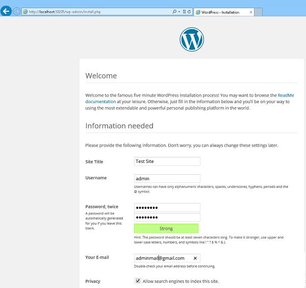 wordpress экран первоначальной настройки