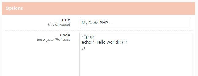 Code PHP in Widget