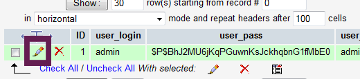 Редактирование логина в phpmyadmin
