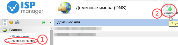 добавить домен ispmanager шаг 1