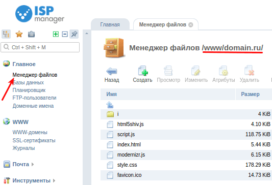 удалить файлы парковки ispmanager5 1